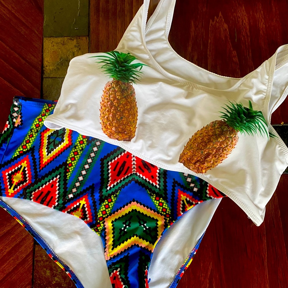 Tropical Pineapple Two Piece Swimsuit